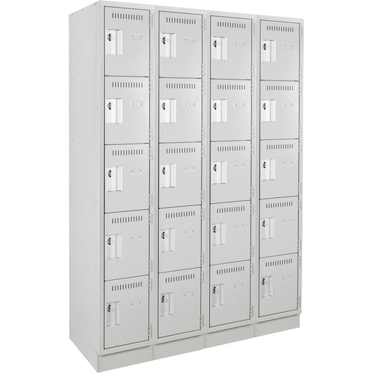 Clean Line™ Lockers, 5 -tier, Bank of 4, 48" x 18" x 76", Steel, Grey, Rivet (Assembled)