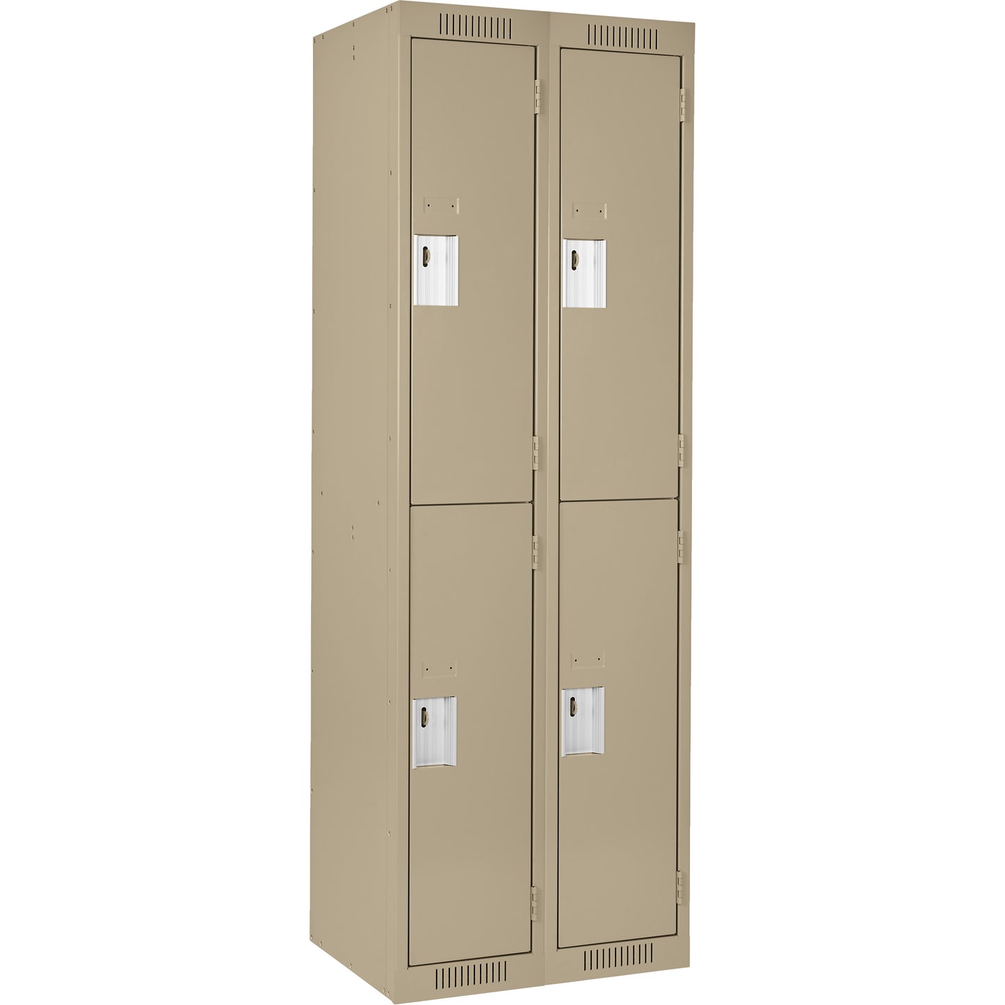 Clean Line™ Lockers, 2 -tier, Bank of 2, 30" x 15" x 72", Steel, Beige, Rivet (Assembled)