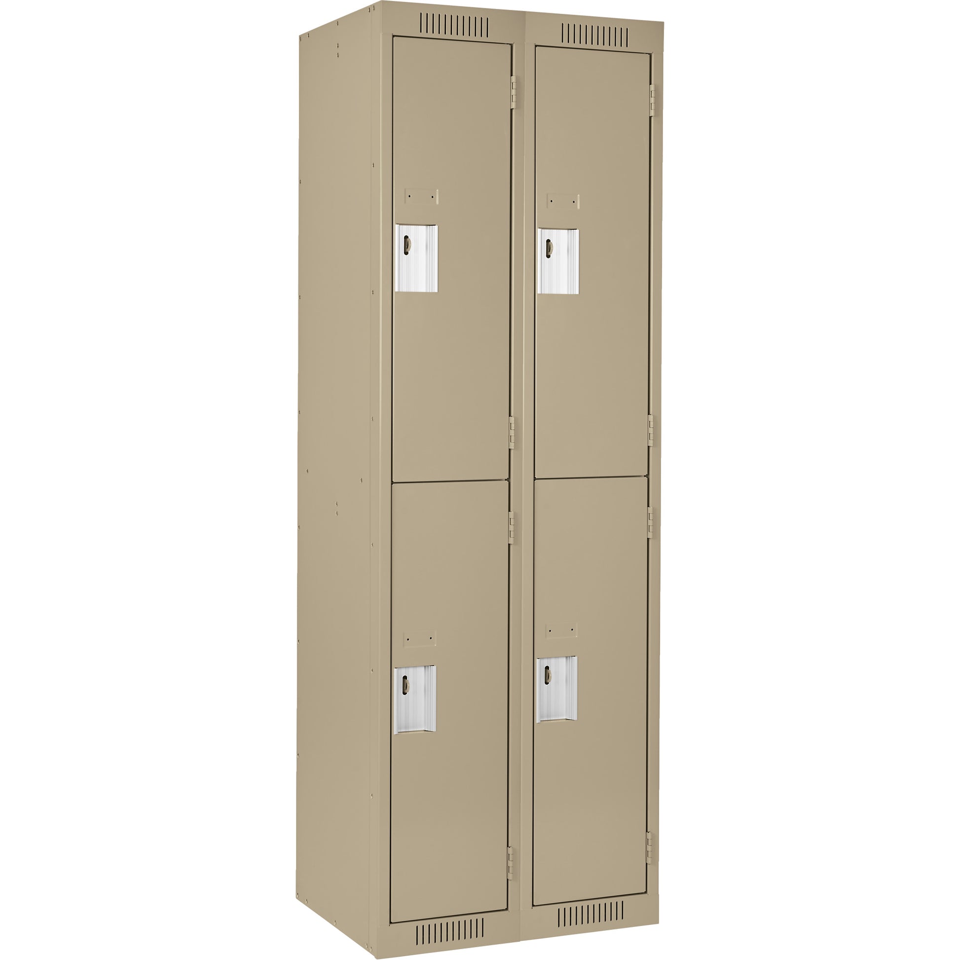 Clean Line™ Lockers, 2 -tier, Bank of 2, 30" x 15" x 72", Steel, Beige, Rivet (Assembled)