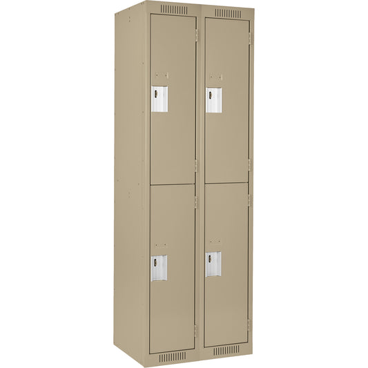 Clean Line™ Lockers, 2 -tier, Bank of 2, 36" x 18" x 72", Steel, Beige, Rivet (Assembled)