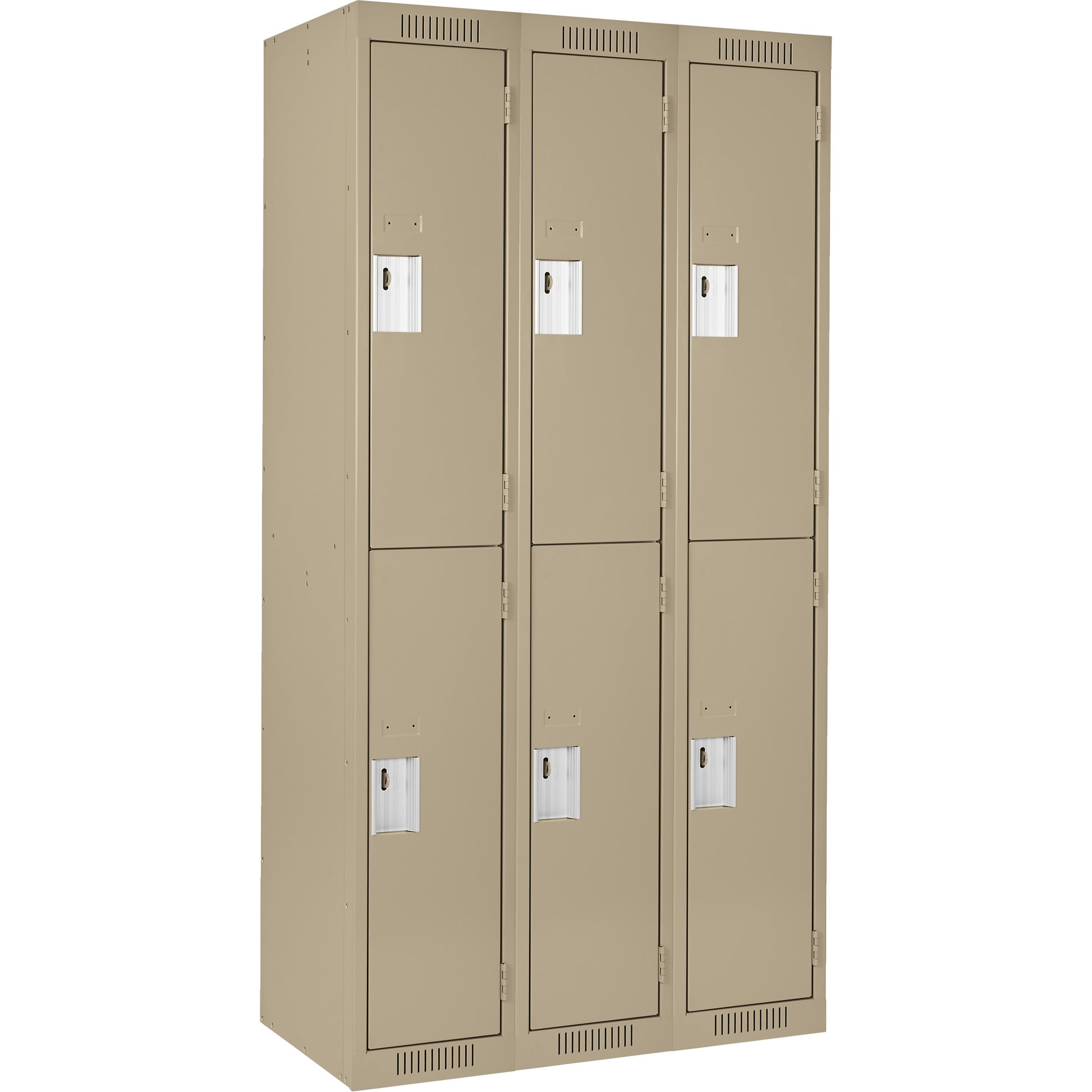 Clean Line™ Lockers, 2 -tier, Bank of 3, 36" x 15" x 72", Steel, Beige, Rivet (Assembled)