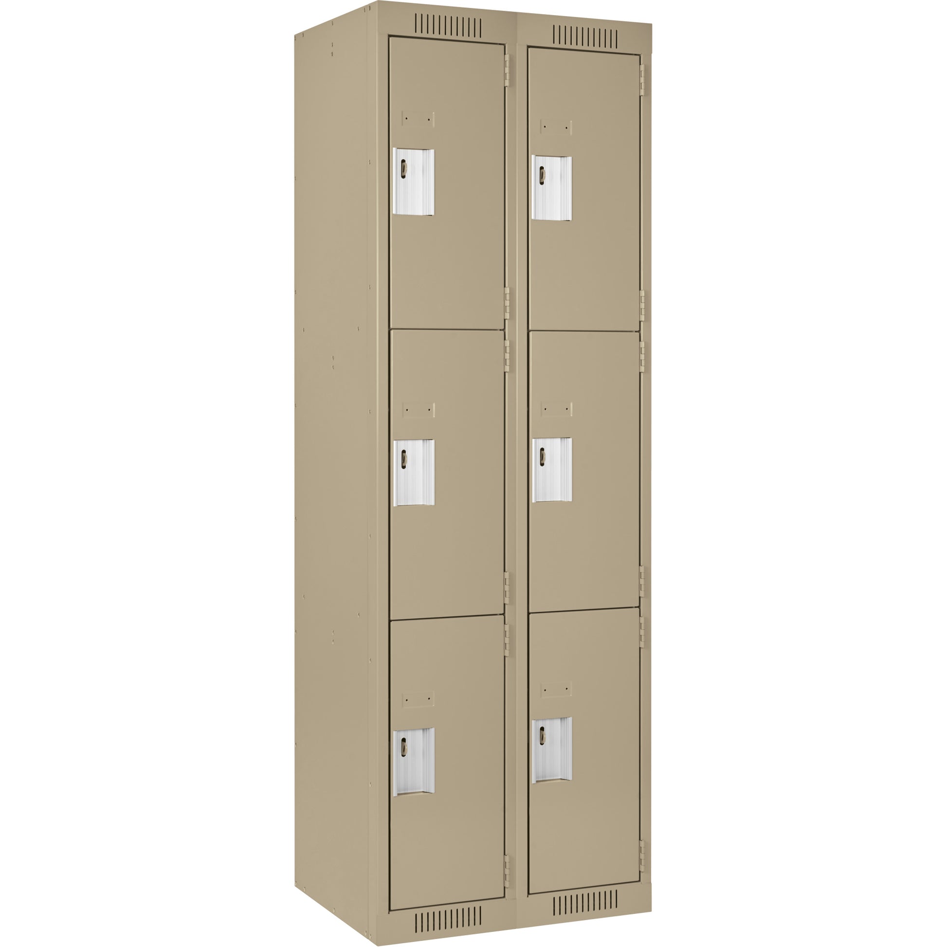 Clean Line™ Lockers, 3 -tier, Bank of 2, 24" x 15" x 72", Steel, Beige, Rivet (Assembled)