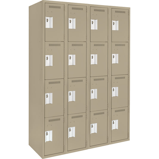 Clean Line™ Lockers, 4 -tier, Bank of 4, 48" x 15" x 72", Steel, Beige, Rivet (Assembled)