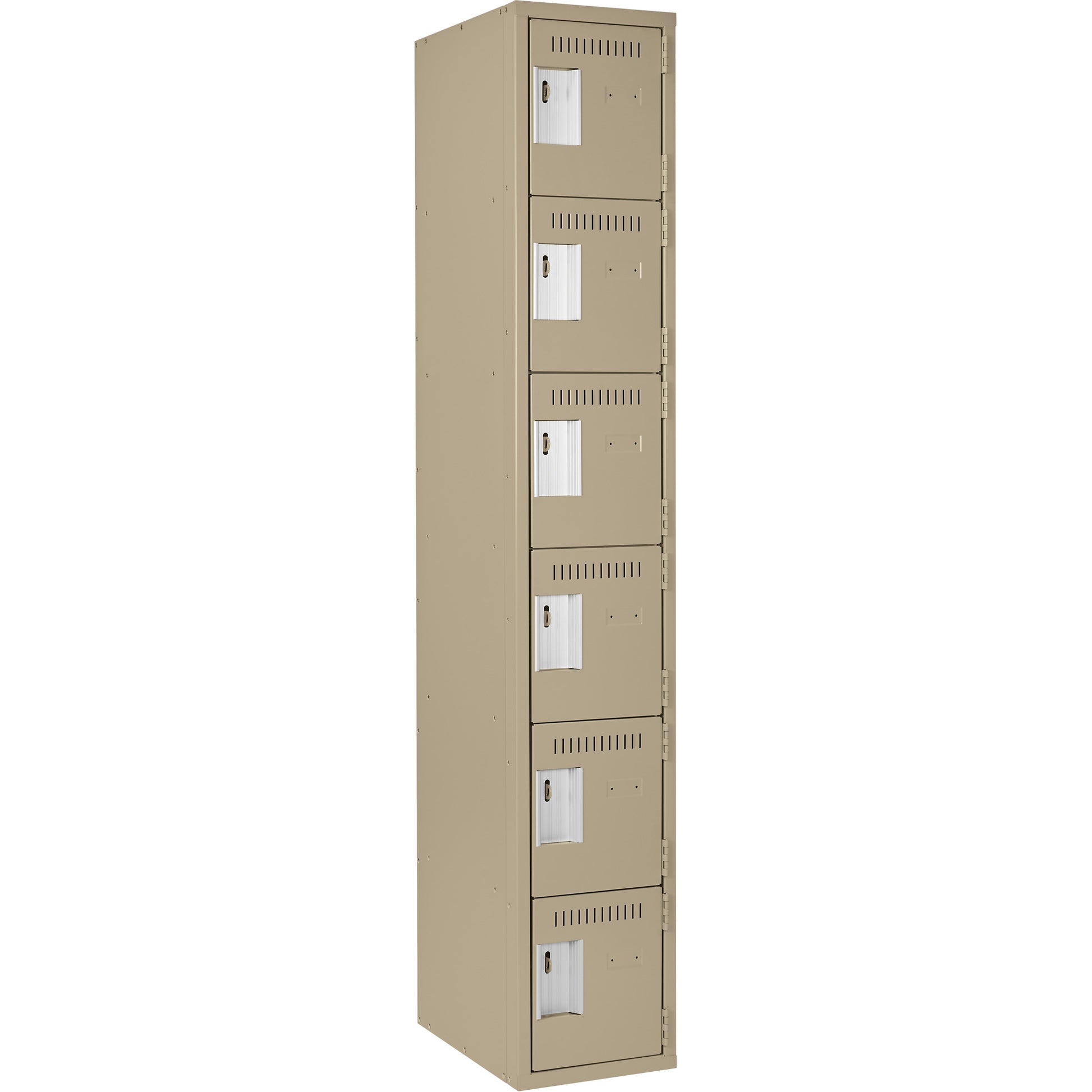 Clean Line™ Lockerette, 6 -tier, 12" x 18" x 72", Steel, Beige, Rivet (Assembled)