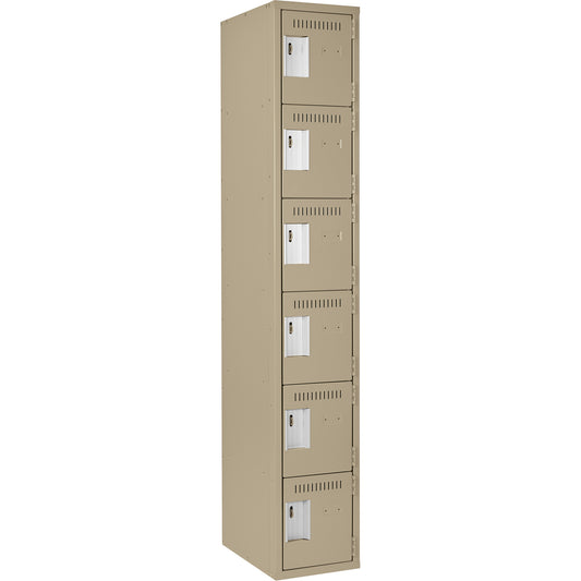 Clean Line™ Lockerette, 6 -tier, 12" x 18" x 72", Steel, Beige, Rivet (Assembled)