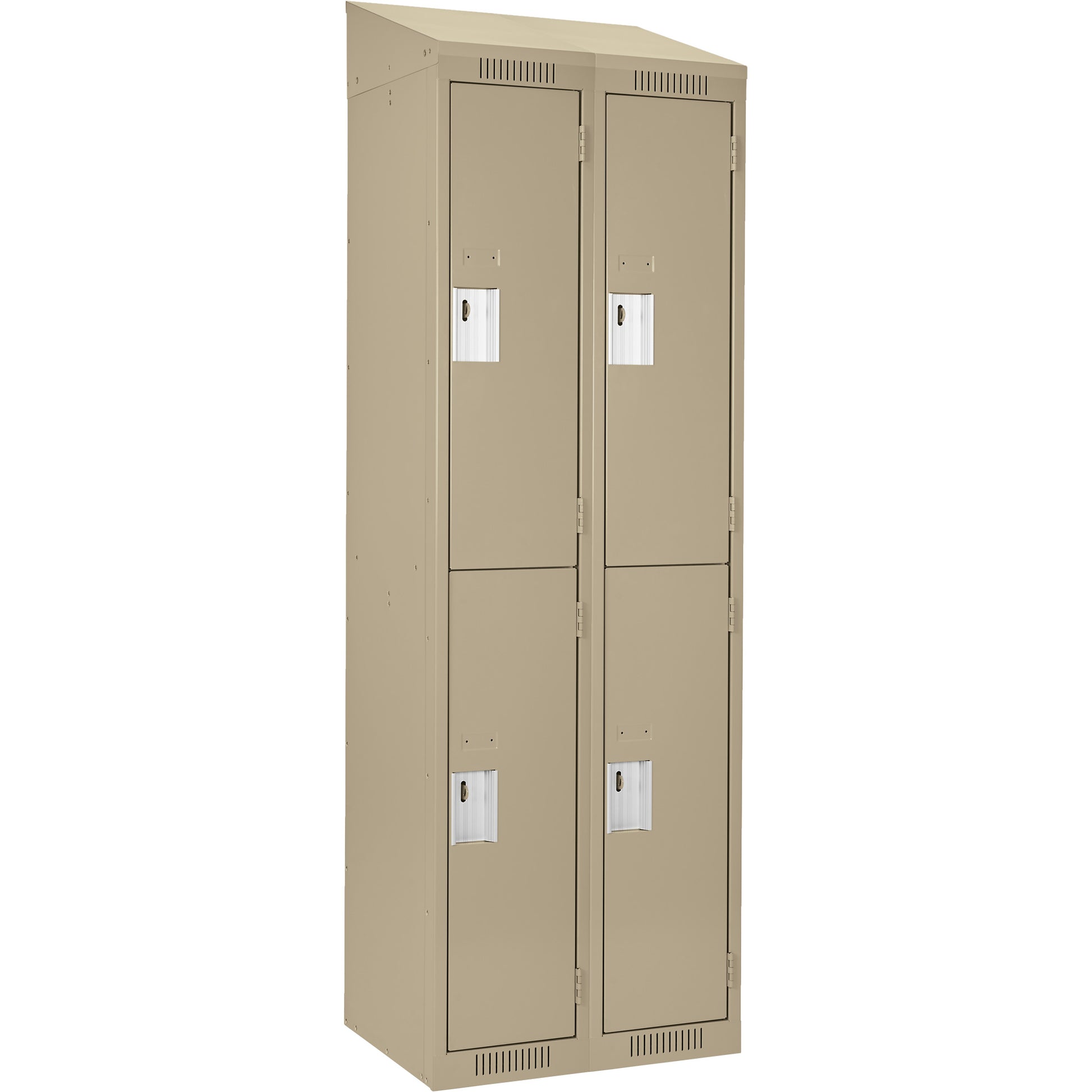Clean Line™ Lockers, 2 -tier, Bank of 2, 36" x 18" x 78", Steel, Beige, Rivet (Assembled)