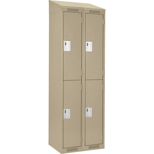 Clean Line™ Lockers, 2 -tier, Bank of 2, 36" x 18" x 78", Steel, Beige, Rivet (Assembled)