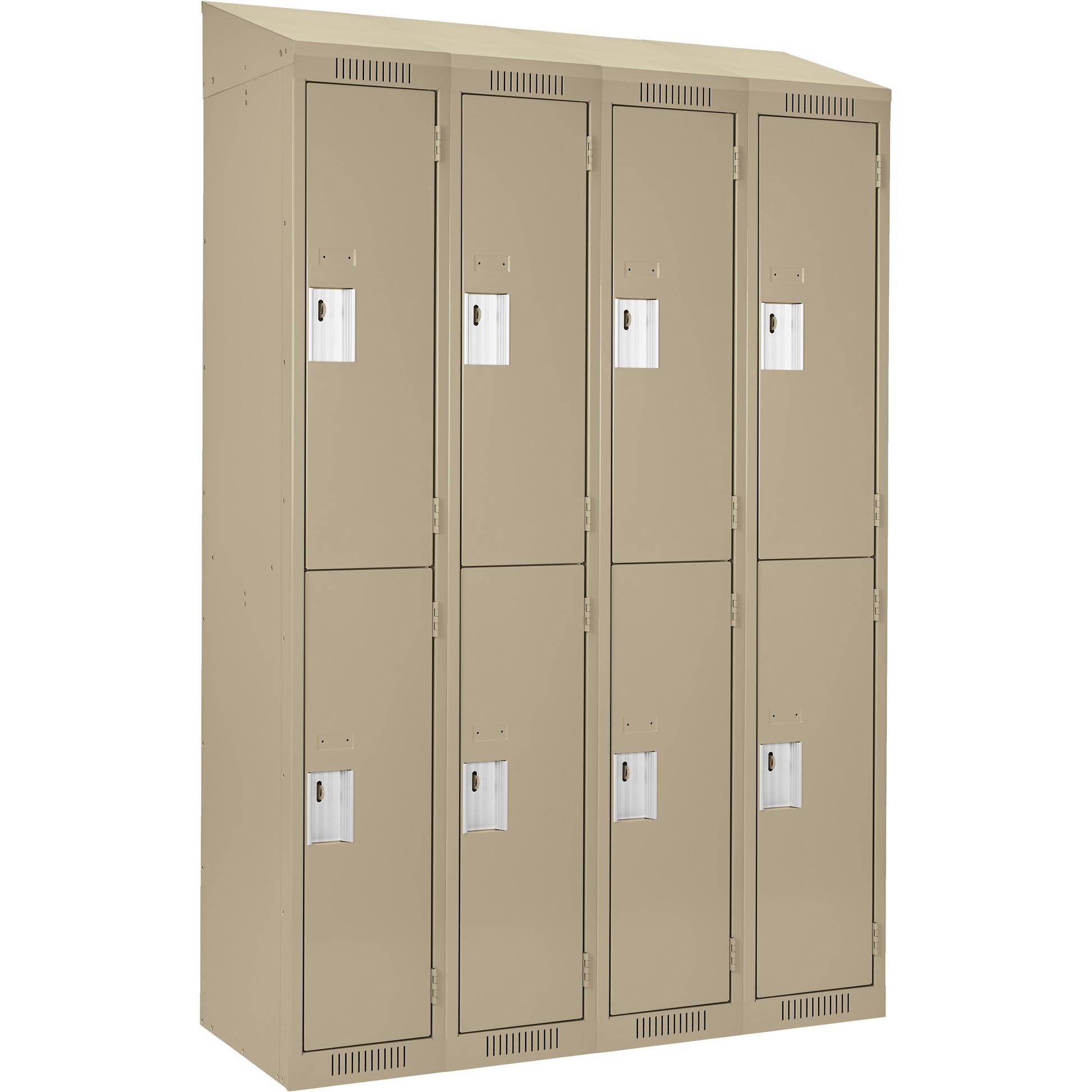Clean Line™ Lockers, 2 -tier, Bank of 4, 48" x 18" x 78", Steel, Beige, Rivet (Assembled)