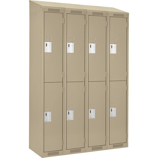 Clean Line™ Lockers, 2 -tier, Bank of 4, 48" x 18" x 78", Steel, Beige, Rivet (Assembled)