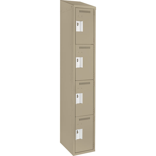 Clean Line™ Lockers, 4 -tier, 12" x 12" x 78", Steel, Beige, Rivet (Assembled)