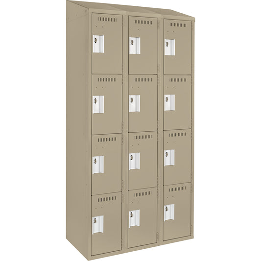 Clean Line™ Lockers, 4 -tier, Bank of 3, 36" x 18" x 78", Steel, Beige, Rivet (Assembled)