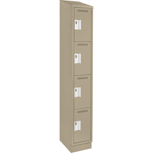 Clean Line™ Lockers, 4 -tier, 12" x 15" x 82", Steel, Beige, Rivet (Assembled)