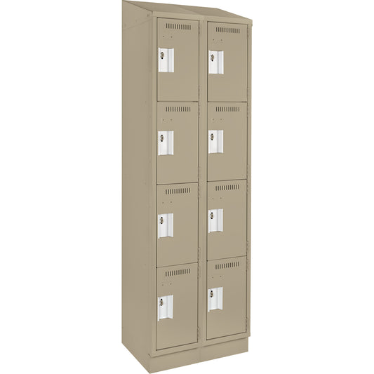 Clean Line™ Lockers, 4 -tier, Bank of 2, 24" x 18" x 82", Steel, Beige, Rivet (Assembled)