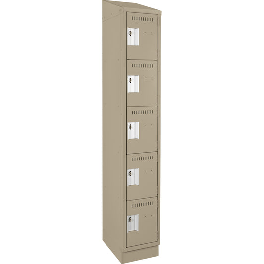 Clean Line™ Lockers, 5 -tier, 12" x 18" x 82", Steel, Beige, Rivet (Assembled)