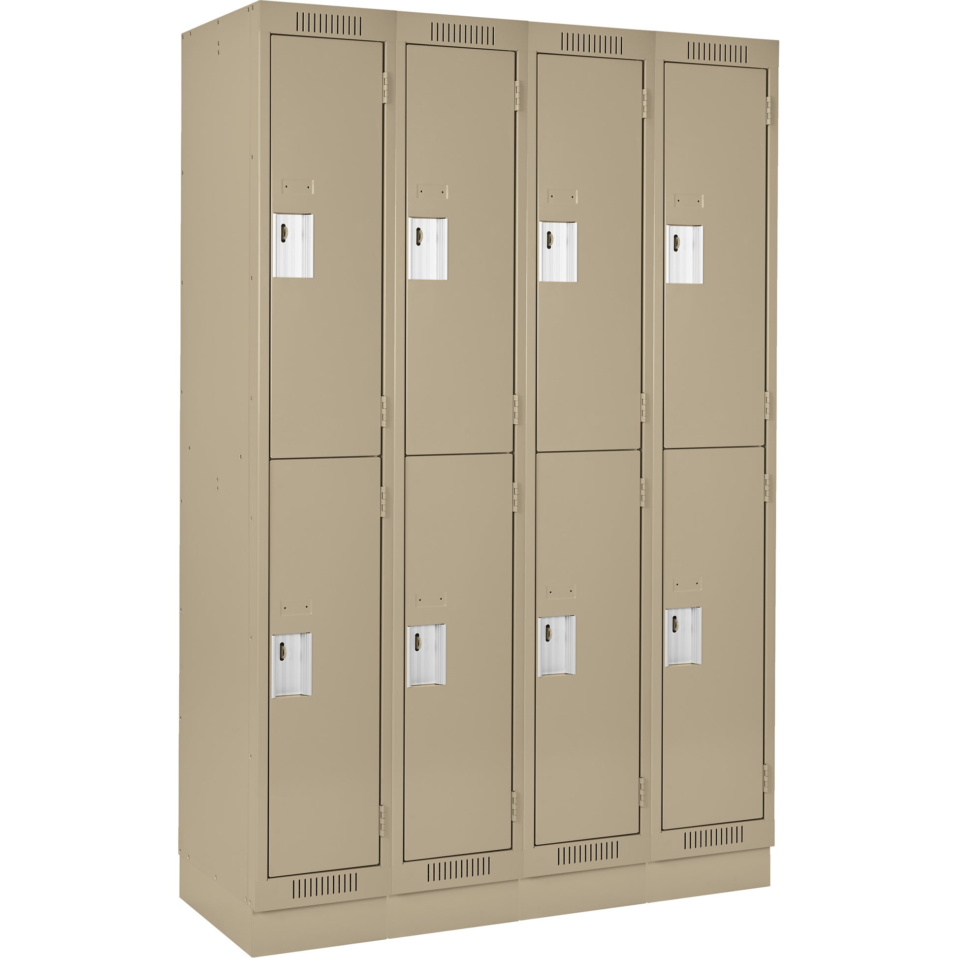 Clean Line™ Lockers, 2 -tier, Bank of 4, 48" x 18" x 76", Steel, Beige, Rivet (Assembled)