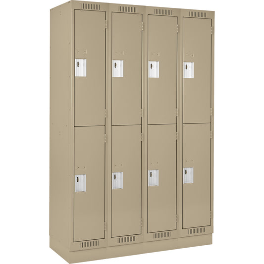 Clean Line™ Lockers, 2 -tier, Bank of 4, 48" x 15" x 76", Steel, Beige, Rivet (Assembled)