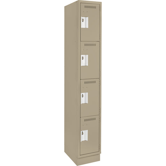 Clean Line™ Lockers, 4 -tier, 12" x 15" x 76", Steel, Beige, Rivet (Assembled)