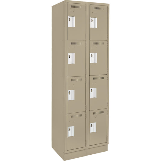 Clean Line™ Lockers, 4 -tier, Bank of 2, 24" x 18" x 76", Steel, Beige, Rivet (Assembled)