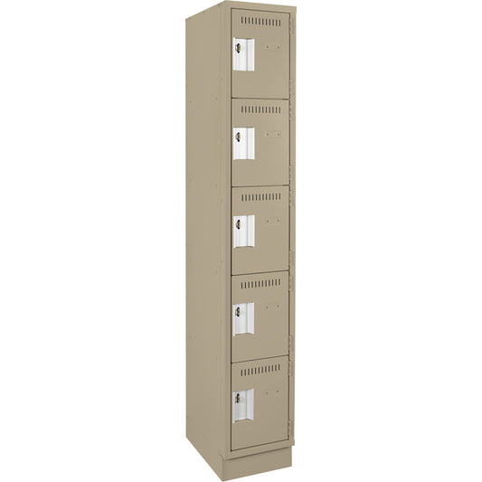 Clean Line™ Lockers, 5 -tier, 12" x 18" x 76", Steel, Beige, Rivet (Assembled)