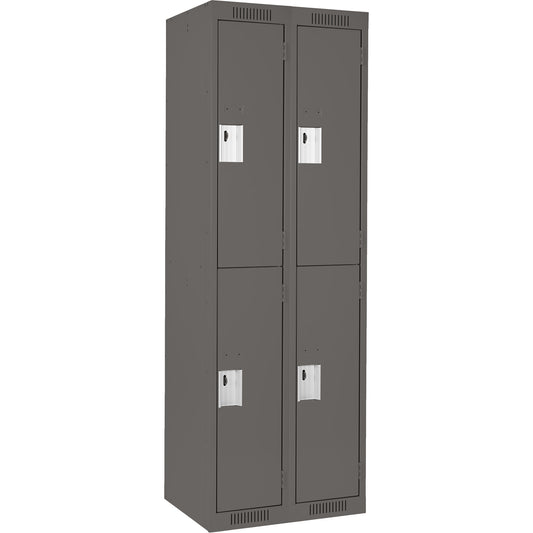Clean Line™ Lockers, 2 -tier, Bank of 2, 24" x 18" x 72", Steel, Charcoal, Rivet (Assembled)