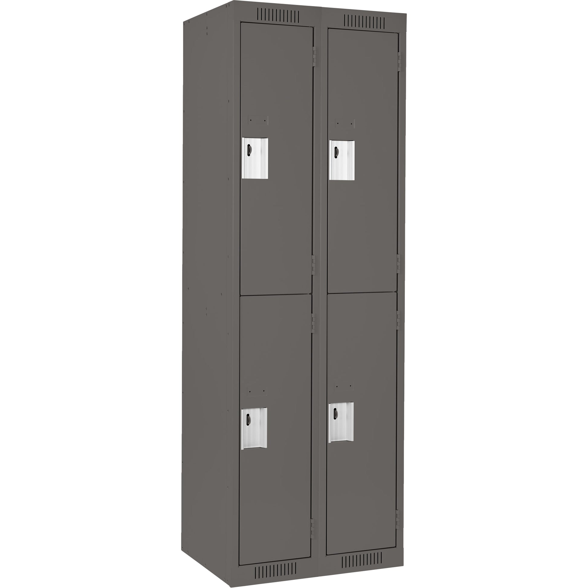 Clean Line™ Lockers, 2 -tier, Bank of 2, 24" x 12" x 72", Steel, Charcoal, Rivet (Assembled)