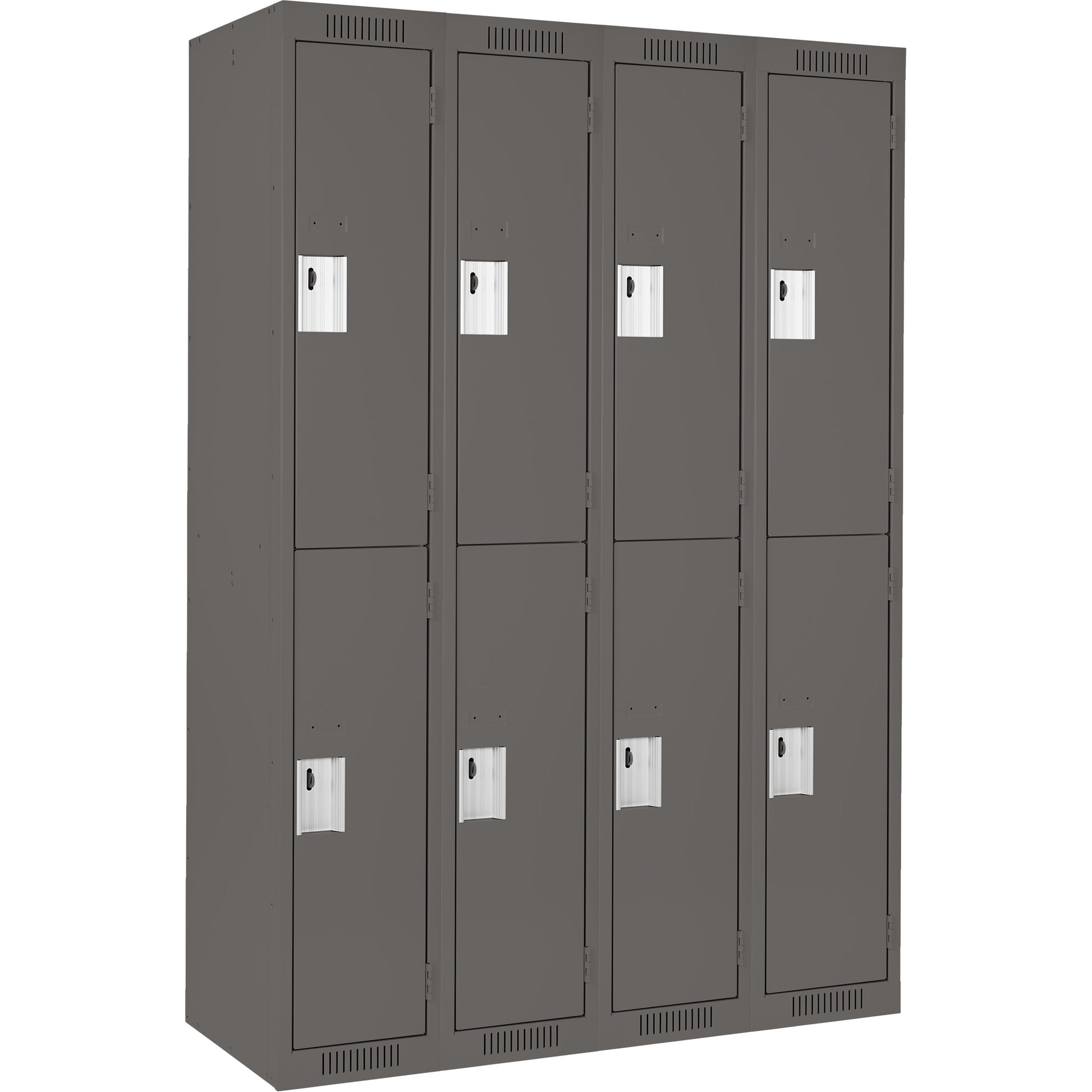 Clean Line™ Lockers, 2 -tier, Bank of 4, 48" x 15" x 72", Steel, Charcoal, Rivet (Assembled)