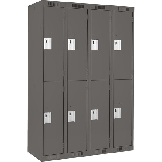 Clean Line™ Lockers, 2 -tier, Bank of 4, 48" x 15" x 72", Steel, Charcoal, Rivet (Assembled)