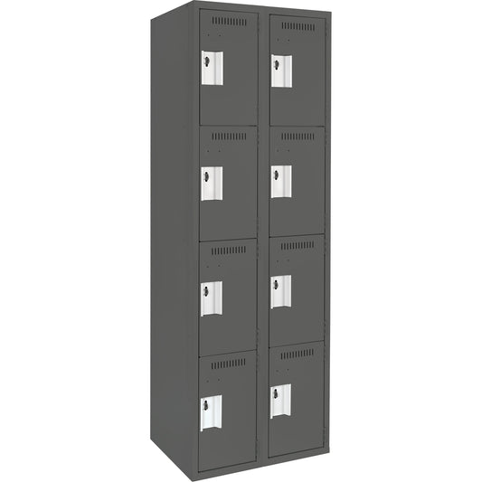 Clean Line™ Lockers, 4 -tier, Bank of 2, 24" x 15" x 72", Steel, Charcoal, Rivet (Assembled)