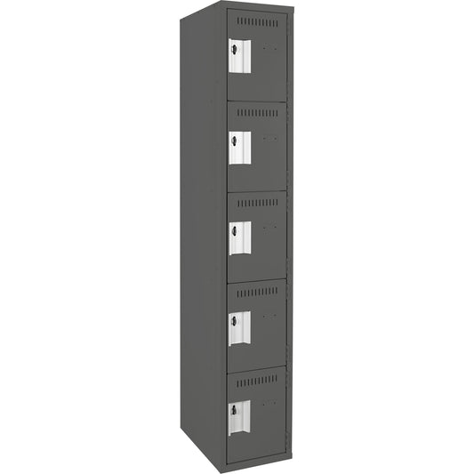 Clean Line™ Lockers, 5 -tier, 12" x 18" x 72", Steel, Charcoal, Rivet (Assembled)