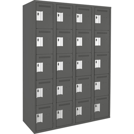 Assembled Clean Line™ Personal Effects Lockers, 5 -tier, Bank of 4, 15" x 72" x 48", Steel