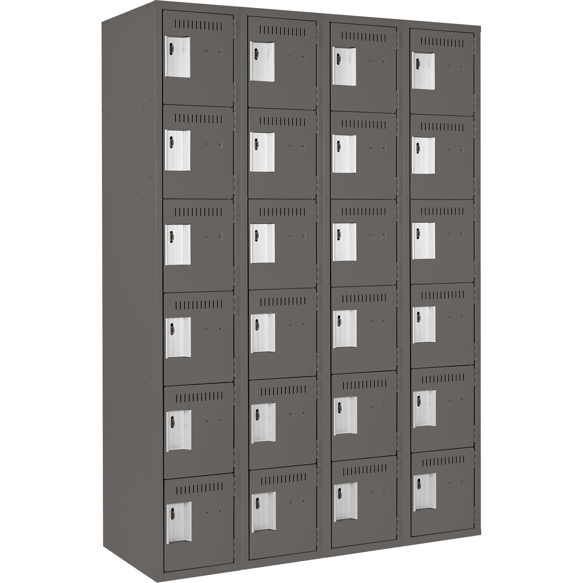 Clean Line™ Lockerette, 6 -tier, Bank of 4, 48" x 18" x 72", Steel, Charcoal, Rivet (Assembled)