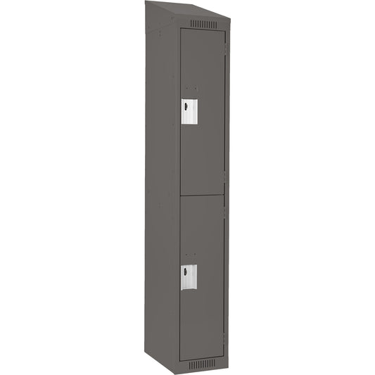Clean Line™ Lockers, 2 -tier, 12" x 12" x 78", Steel, Charcoal, Rivet (Assembled)