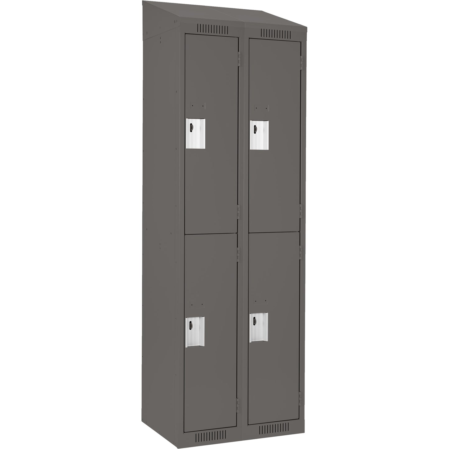 Clean Line™ Lockers, 2 -tier, Bank of 2, 24" x 18" x 78", Steel, Charcoal, Rivet (Assembled)