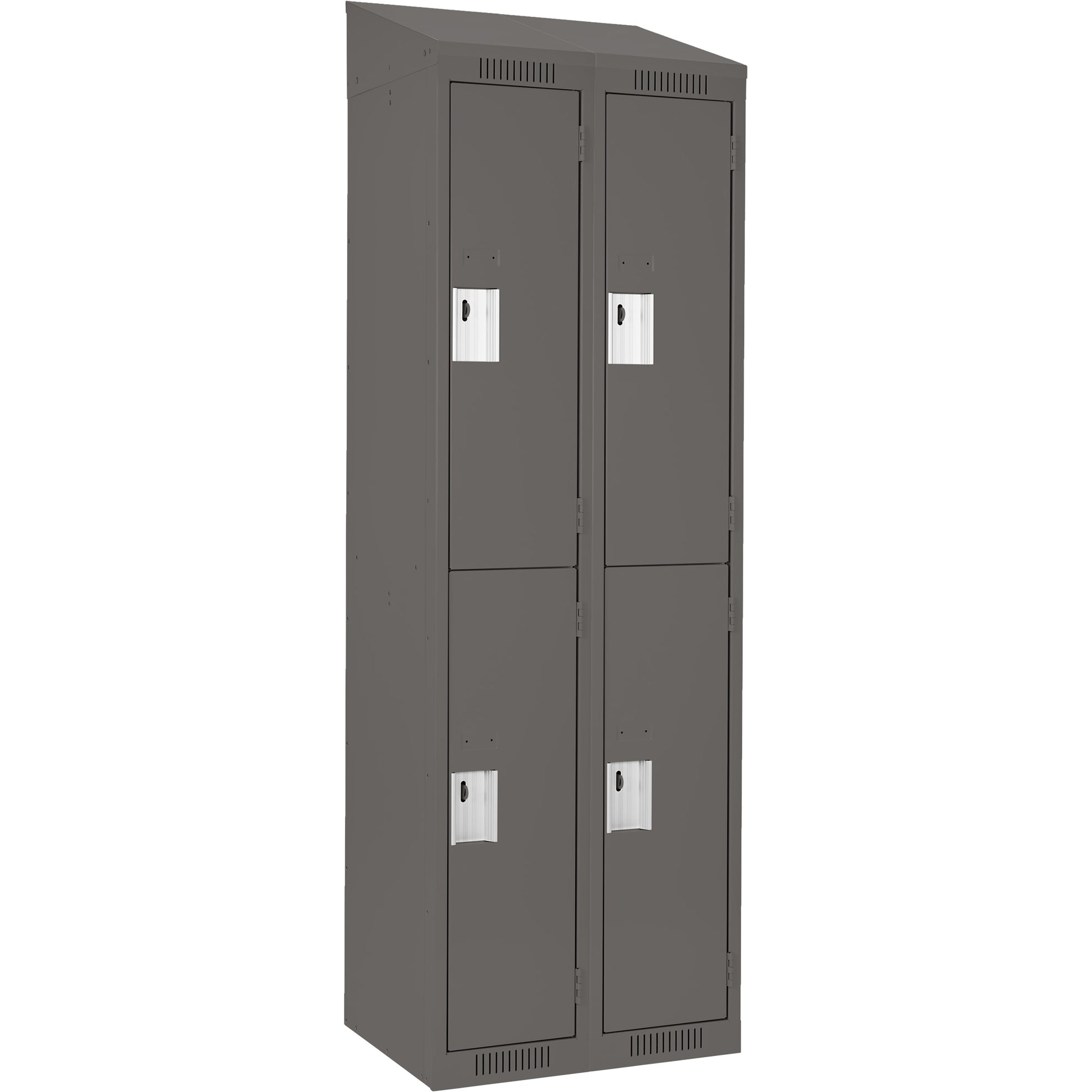 Clean Line™ Lockers, 2 -tier, Bank of 2, 24" x 18" x 78", Steel, Charcoal, Rivet (Assembled)