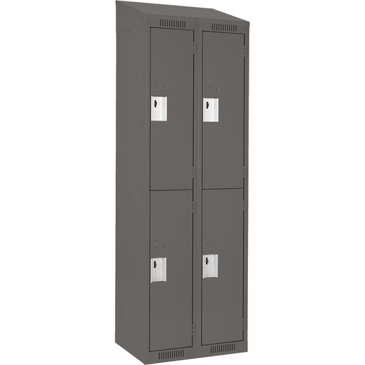 Clean Line™ Lockers, 2 -tier, Bank of 2, 24" x 18" x 78", Steel, Charcoal, Rivet (Assembled)