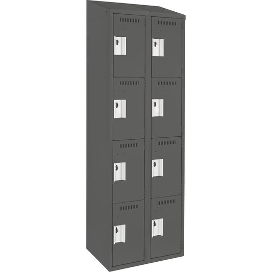 Clean Line™ Lockers, 4 -tier, Bank of 2, 24" x 12" x 78", Steel, Charcoal, Rivet (Assembled)