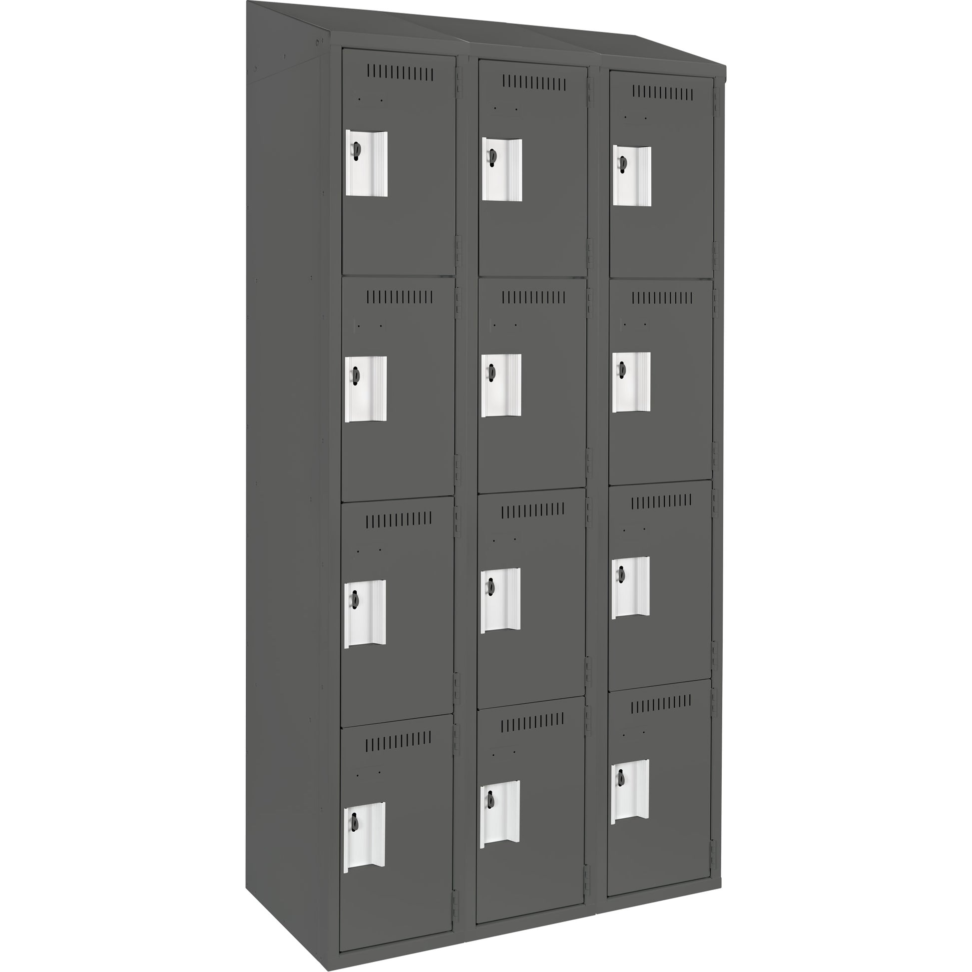Clean Line™ Lockers, 4 -tier, Bank of 3, 36" x 18" x 78", Steel, Charcoal, Rivet (Assembled)