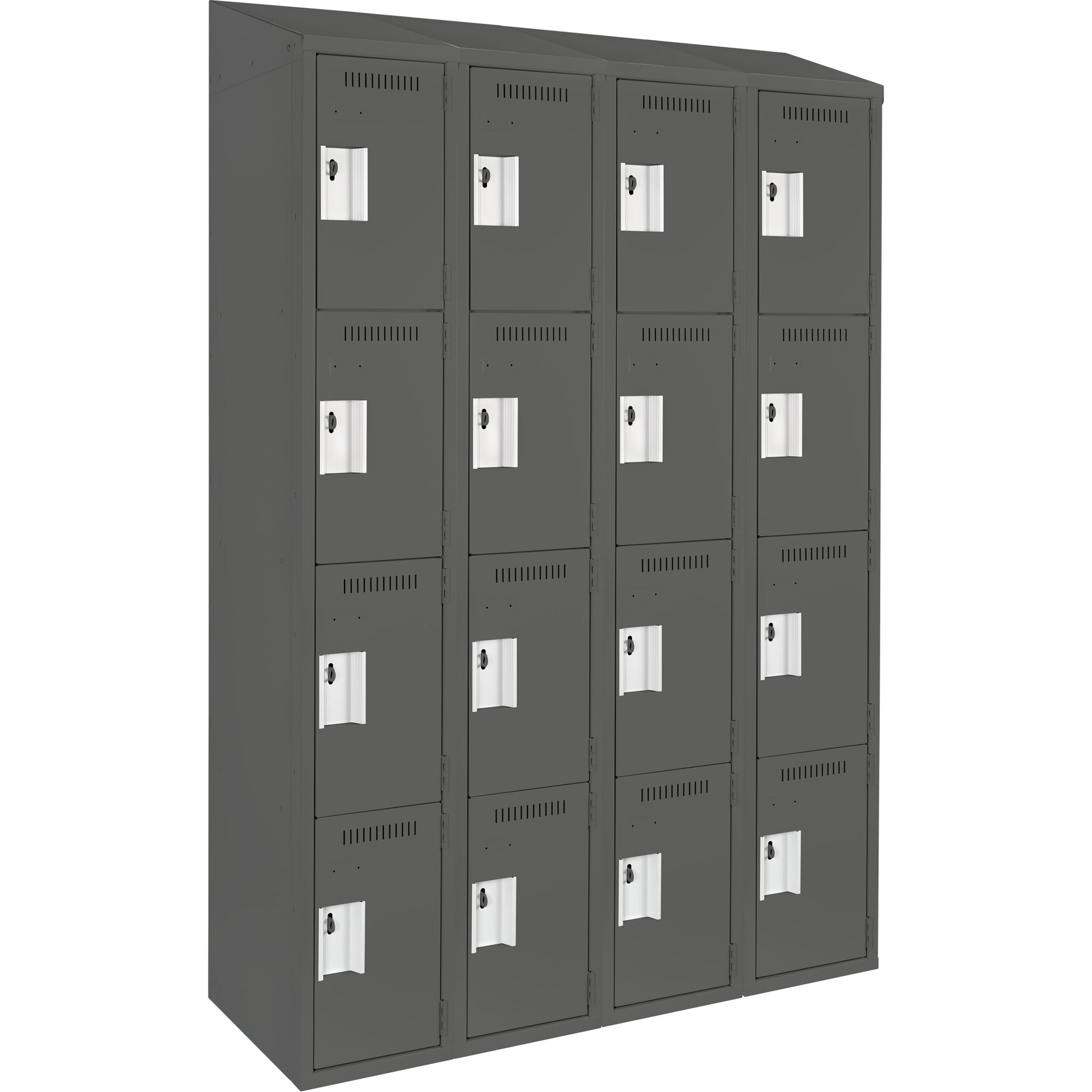Clean Line™ Lockers, 4 -tier, Bank of 4, 48" x 15" x 78", Steel, Charcoal, Rivet (Assembled)