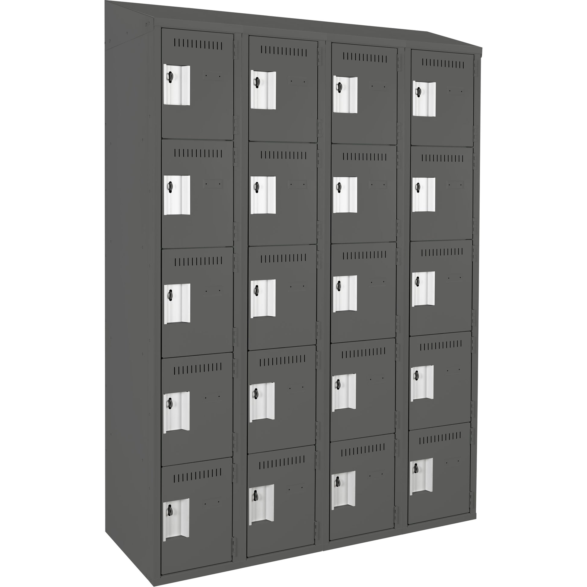 Clean Line™ Lockers, 5 -tier, Bank of 4, 48" x 18" x 78", Steel, Charcoal, Rivet (Assembled)
