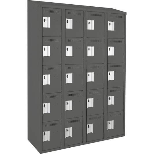 Clean Line™ Lockers, 5 -tier, Bank of 4, 48" x 18" x 78", Steel, Charcoal, Rivet (Assembled)
