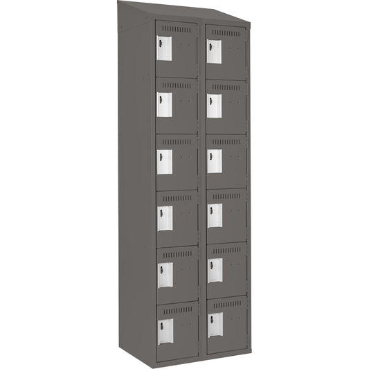 Clean-Line Lockerette, 6 -tier, Bank of 2, 15" x 72" x 12", Steel