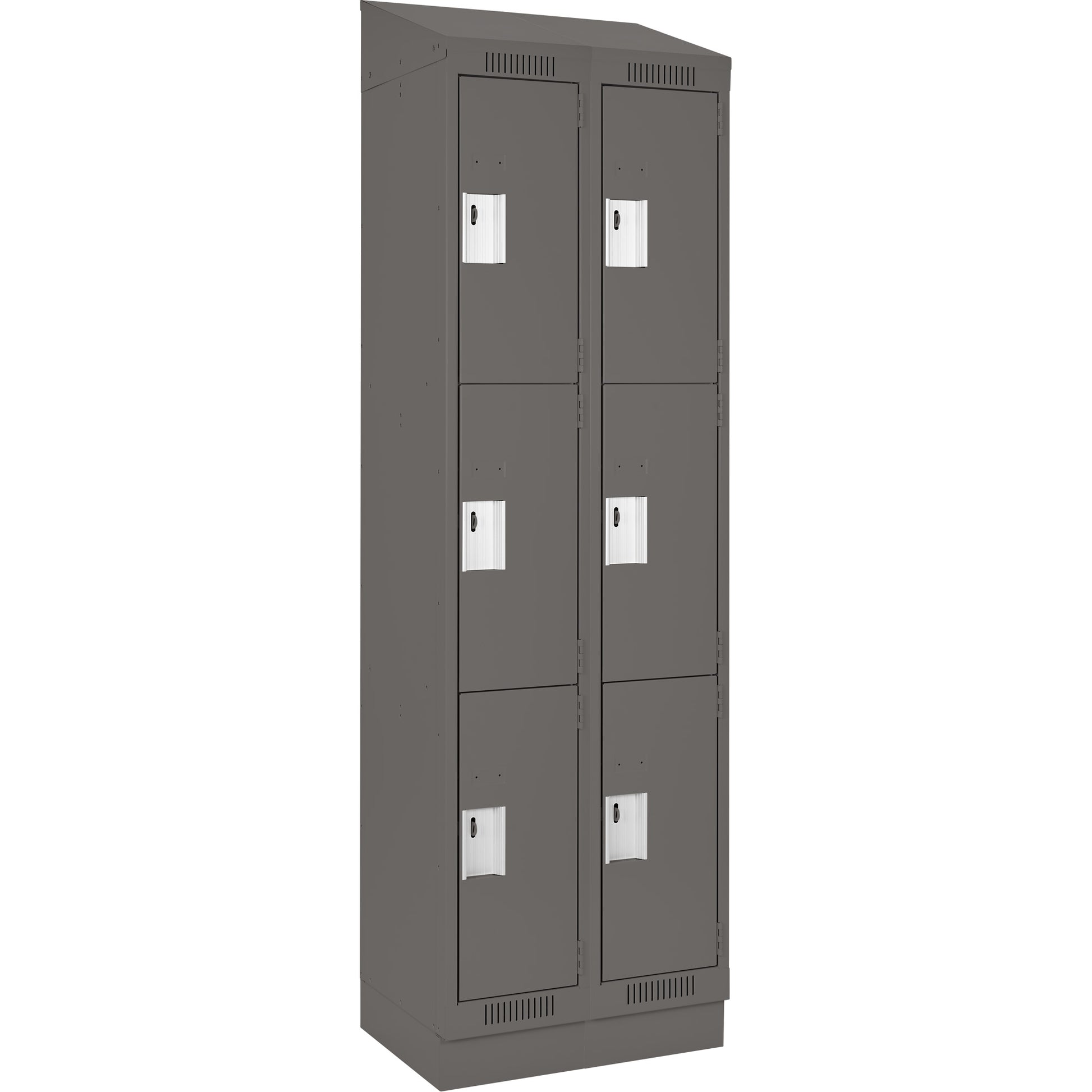Clean Line™ Lockers, 3 -tier, Bank of 2, 24" x 15" x 82", Steel, Charcoal, Rivet (Assembled)