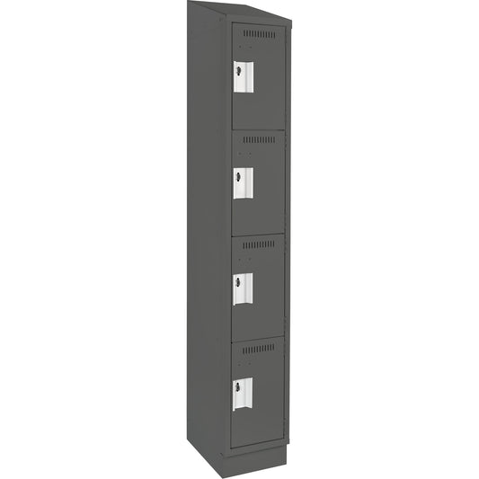 Clean Line™ Lockers, 4 -tier, 12" x 15" x 82", Steel, Charcoal, Rivet (Assembled)
