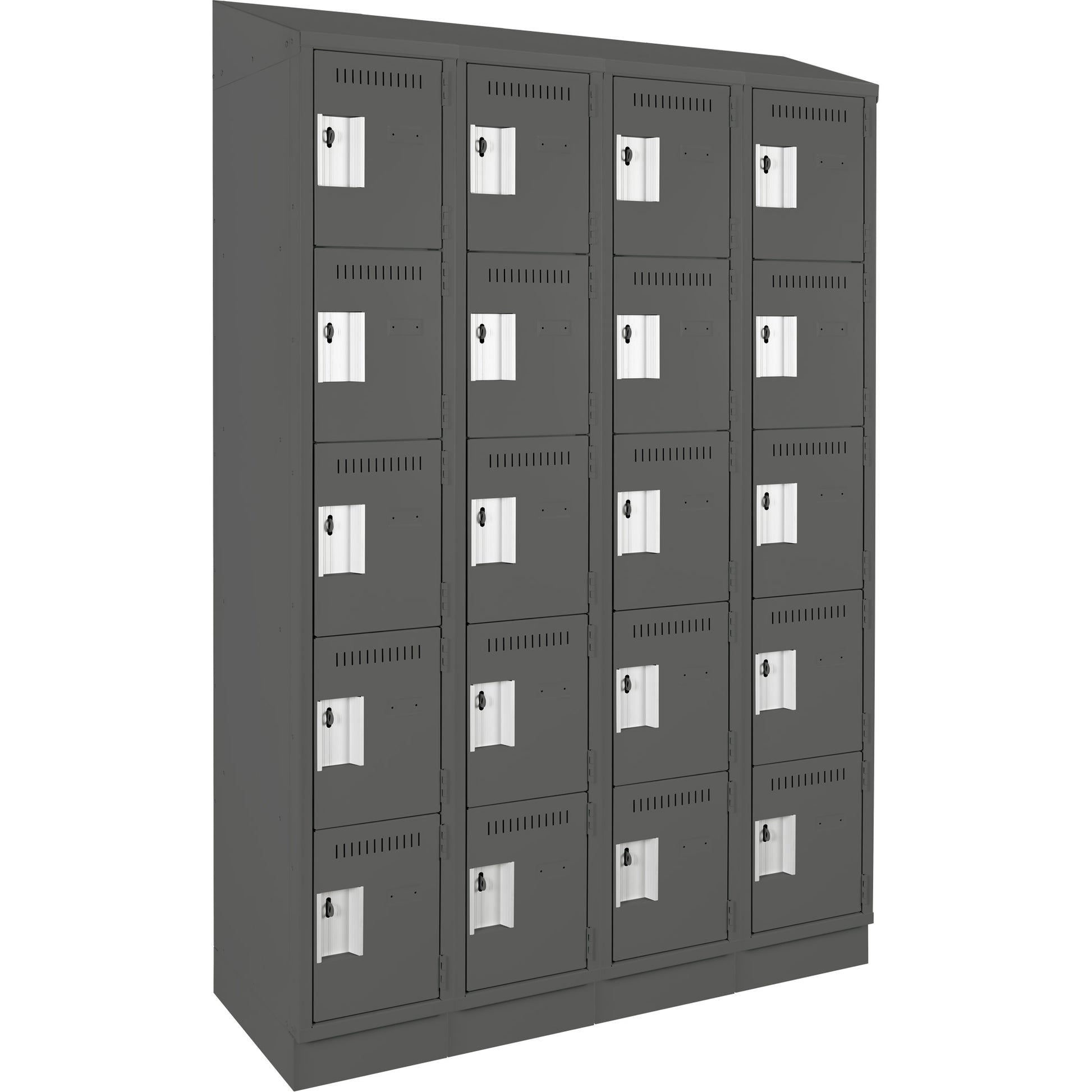Clean Line™ Lockers, 5 -tier, Bank of 4, 48" x 18" x 82", Steel, Charcoal, Rivet (Assembled)