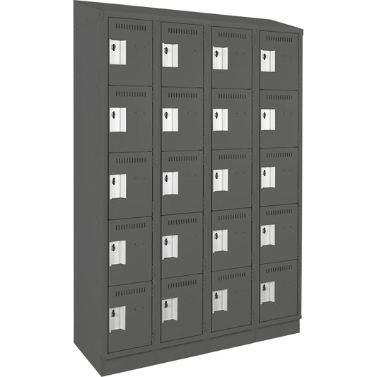 Clean Line™ Lockers, 5 -tier, Bank of 4, 48" x 18" x 82", Steel, Charcoal, Rivet (Assembled)