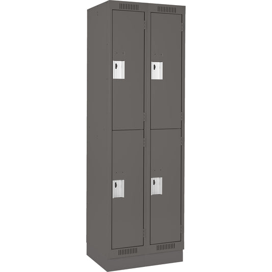 Clean Line™ Lockers, 2 -tier, Bank of 2, 24" x 18" x 76", Steel, Charcoal, Rivet (Assembled)