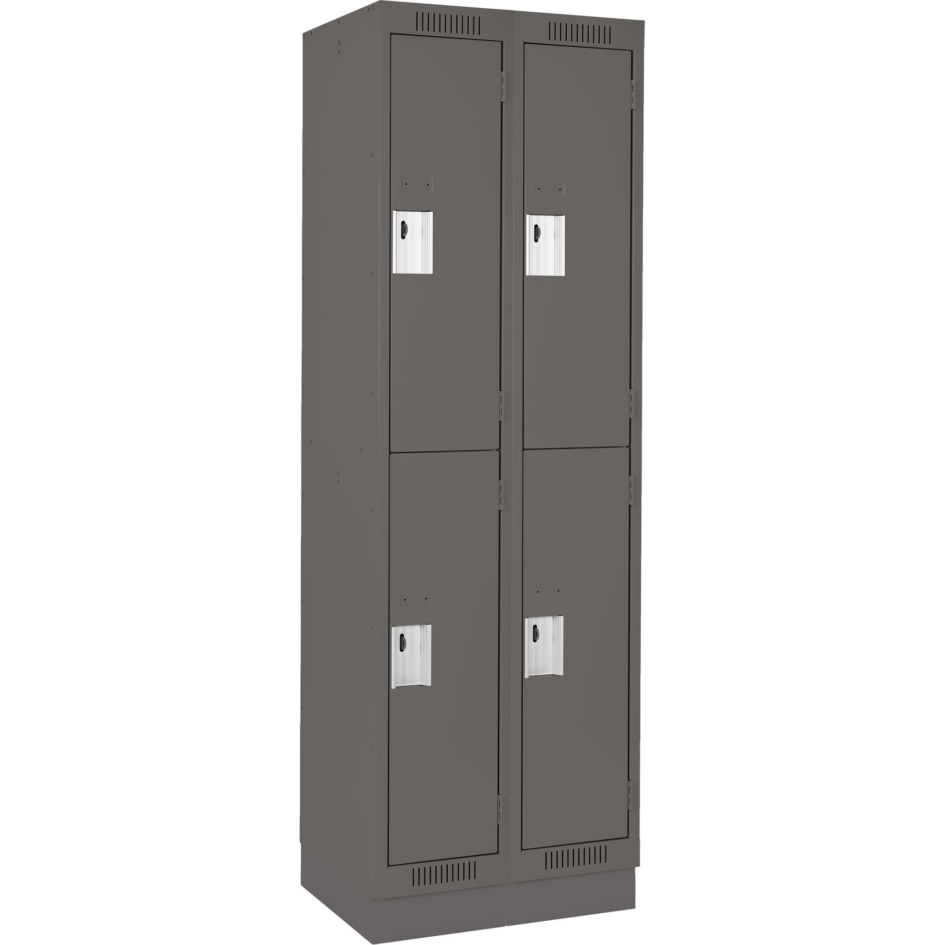 Clean Line™ Lockers, 2 -tier, Bank of 2, 24" x 15" x 76", Steel, Charcoal, Rivet (Assembled)