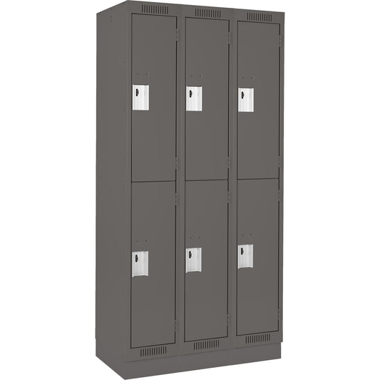Clean Line™ Lockers, 2 -tier, Bank of 3, 36" x 12" x 76", Steel, Charcoal, Rivet (Assembled)