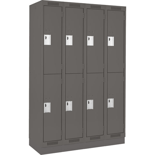 Clean Line™ Lockers, 2 -tier, Bank of 4, 72" x 18" x 76", Steel, Charcoal, Rivet (Assembled)