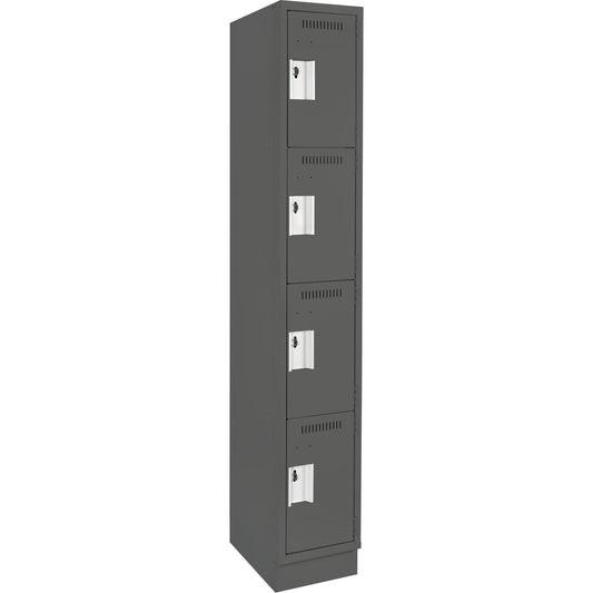 Clean Line™ Lockers, 4 -tier, 12" x 15" x 76", Steel, Charcoal, Rivet (Assembled)